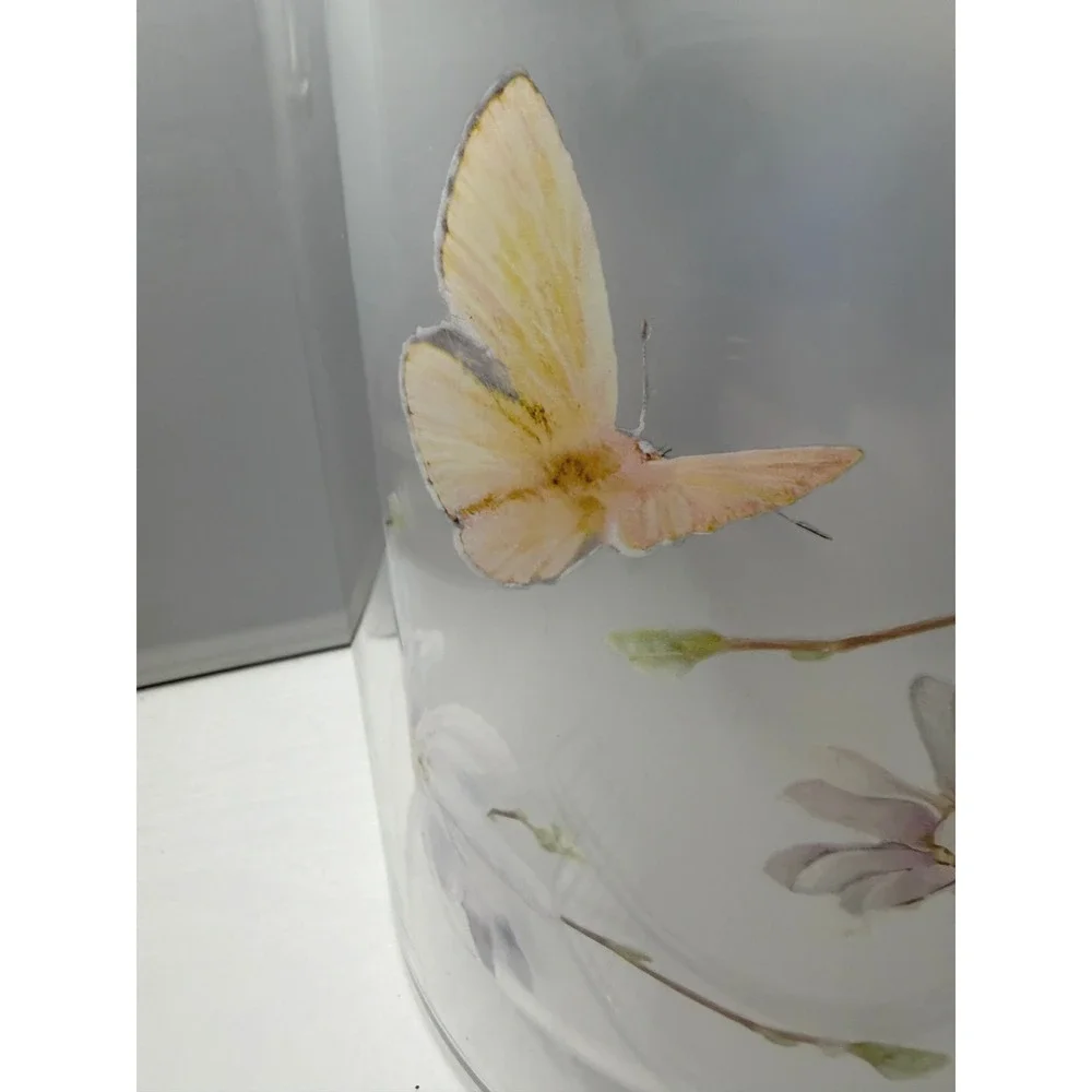Vintage Ice Bucket Butterfly Bird Floral